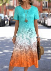 Multi Color Split Tribal Print A Line Dress | thumb picture 