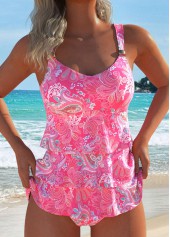 Patchwork Tribal Print Pink Tankini Set | thumb picture 