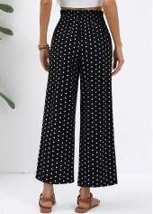 Black Polka Dot Wide Leg Elastic Waist Pants | thumb picture 