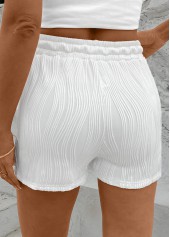 White Drawstring Elastic Waist High Waisted Shorts | thumb picture 