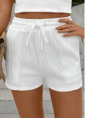White Drawstring Elastic Waist High Waisted Shorts | thumb picture 
