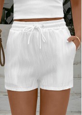 White Drawstring Elastic Waist High Waisted Shorts | thumb picture 
