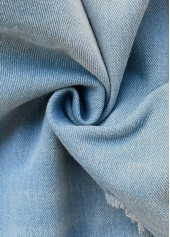 Denim Blue Straight Leg Button Fly High Waisted Shorts | thumb picture 