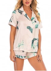 Multi Color Tropical Plants Print Lounge Top and Shorts | thumb picture 