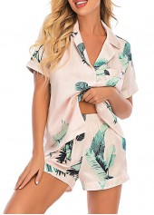 Multi Color Tropical Plants Print Lounge Top and Shorts | thumb picture 