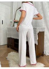 White Heart Print Short Sleeve Lounge Top and Pants | thumb picture 