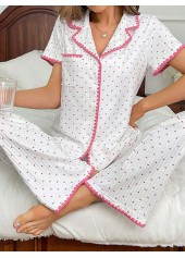 White Heart Print Short Sleeve Lounge Top and Pants | thumb picture 