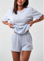 Dusty Blue Short Sleeve Lounge Top and Shorts