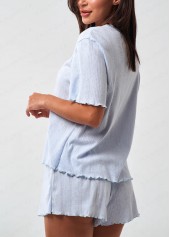 Dusty Blue Short Sleeve Lounge Top and Shorts | thumb picture 
