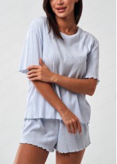 Dusty Blue Short Sleeve Lounge Top and Shorts | thumb picture 