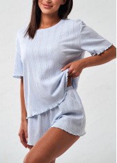 Dusty Blue Short Sleeve Lounge Top and Shorts | thumb picture 