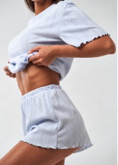 Dusty Blue Short Sleeve Lounge Top and Shorts | thumb picture 