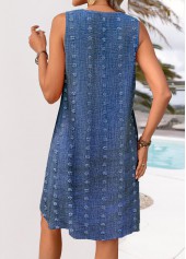 V Neck Denim Blue A Line Sleeveless Dress | thumb picture 