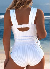 Patchwork Mid Waisted White Tankini Set | thumb picture 