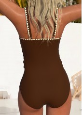 Jacquard Detail Light Coffee One Piece Swimwear | thumb picture 