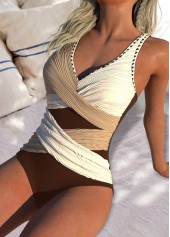 Jacquard Detail Light Coffee One Piece Swimwear | thumb picture 