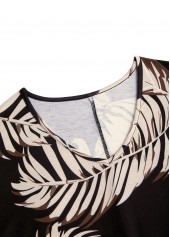 Plus Size Black Tummy Coverage Tropical Plants Print Dress | thumb picture 