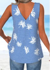 Dusty Blue Button Plants Print Strappy Tank Top | thumb picture 