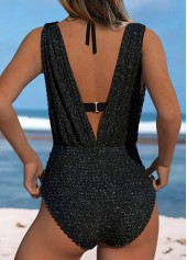 Tie Patchwork Black One Piece Swimwear and Bra | thumb picture 