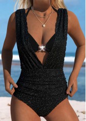 Tie Patchwork Black One Piece Swimwear and Bra | thumb picture 