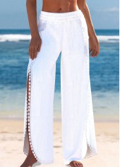 High Waisted White Split Beach Pants