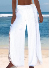 High Waisted White Split Beach Pants | thumb picture 