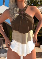 Layered Mid Waisted Light Coffee Tankini Set | thumb picture 