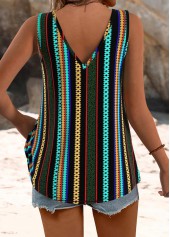 Multi Color Twist Striped Strappy V Neck Tank Top | thumb picture 