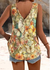 Multi Color Butterfly Print Strappy V Neck Tank Top | thumb picture 