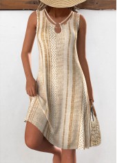Light Camel Geometric Print Dress | thumb picture 