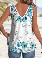 Light Blue Button Floral Print Strappy Tank Top | thumb picture 