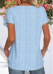 Light Blue Lace Short Sleeve Round Neck T Shirt | thumb picture 