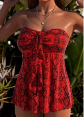 Ruffle Snakeskin Print Red Tankini Set | thumb picture 