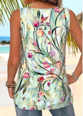 Light Green Twist Floral Print Sleeveless Tank Top | thumb picture 