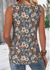 Multi Color Circular Ring Floral Print Sleeveless Tank Top | thumb picture 
