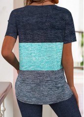 Dark Blue Cut Out Geometric Print T Shirt | thumb picture 