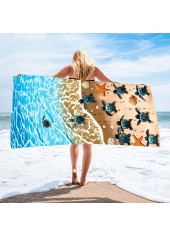 Sky Blue Marine Life Print Beach Blanket