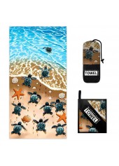 Sky Blue Marine Life Print Beach Blanket | thumb picture 