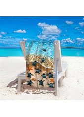 Sky Blue Marine Life Print Beach Blanket | thumb picture 