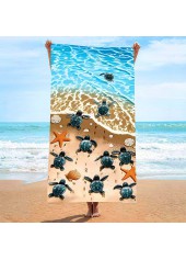 Sky Blue Marine Life Print Beach Blanket | thumb picture 