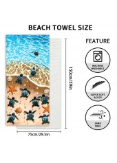 Sky Blue Marine Life Print Beach Blanket | thumb picture 