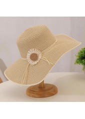 Light Camel Sunflower Print Straw Hat