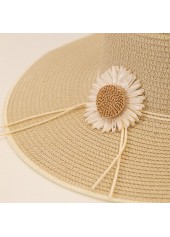 Light Camel Sunflower Print Straw Hat | thumb picture 
