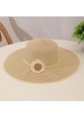 Light Camel Sunflower Print Straw Hat | thumb picture 