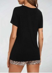 Black Leopard Half Sleeve Lounge Top and Shorts | thumb picture 