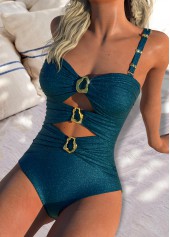 Peacock Blue Stretch One Piece Swimwear