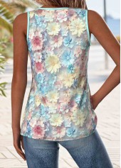 Light Blue Patchwork Floral Print Sleeveless Tank Top | thumb picture 