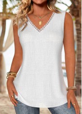 White Tummy Coverage Sleeveless V Neck Tank Top | thumb picture 