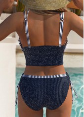 Tie Mid Waisted Striped Navy Bikini Set | thumb picture 