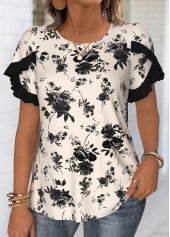 Beige Floral Print Blouse